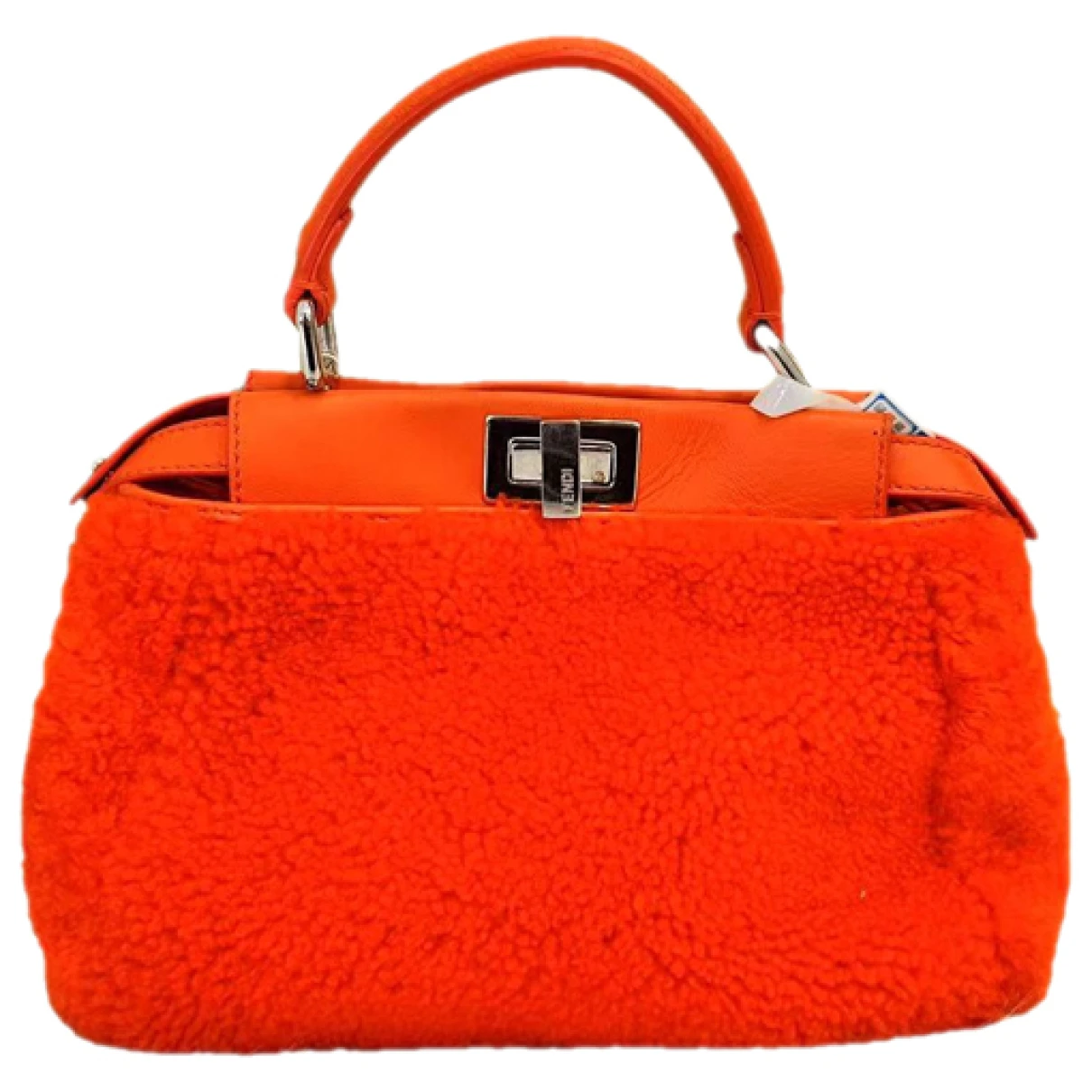 Pre-owned Fendi Peekaboo Faux Fur Handbag In Orange