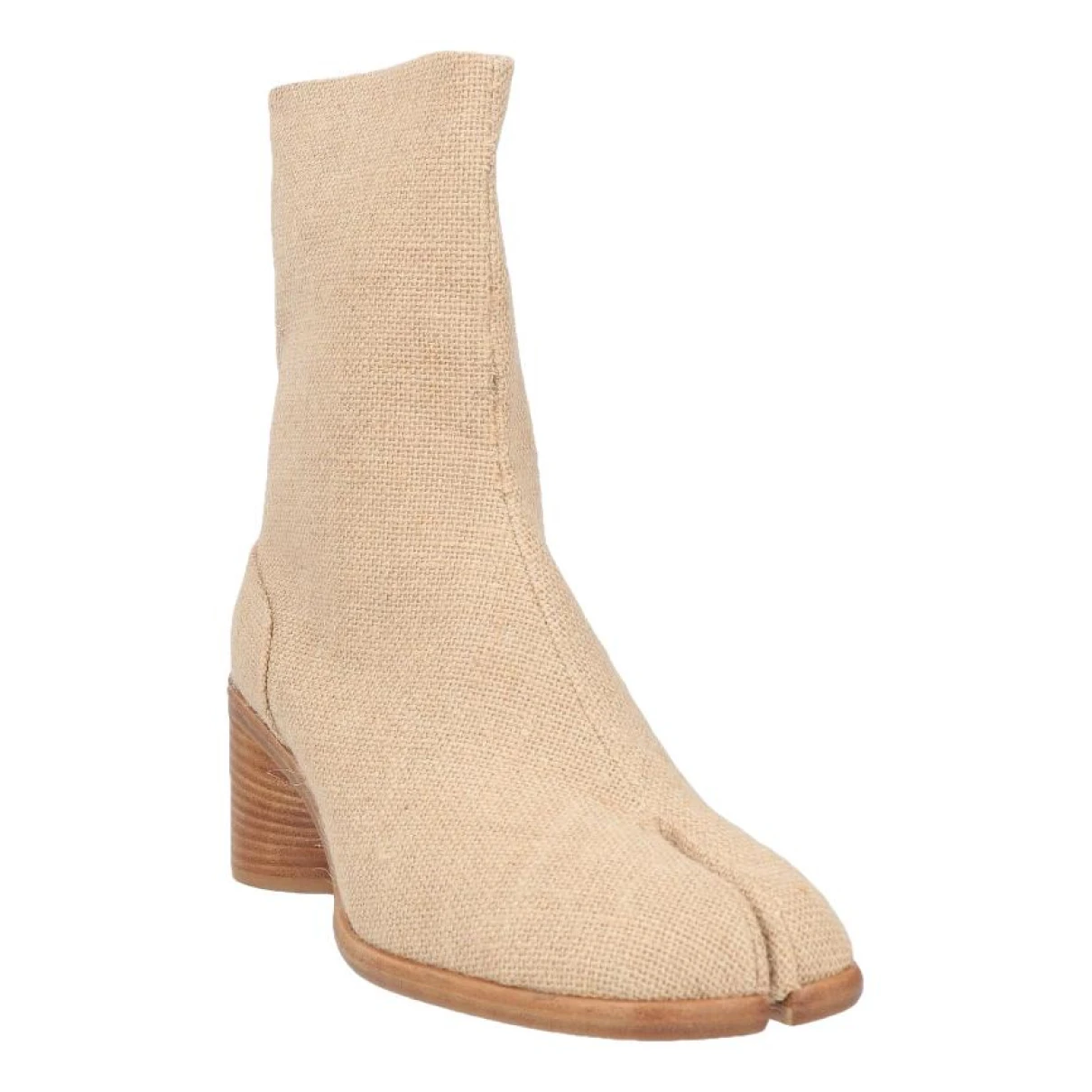 Pre-owned Maison Margiela Tabi Cloth Boots In Beige