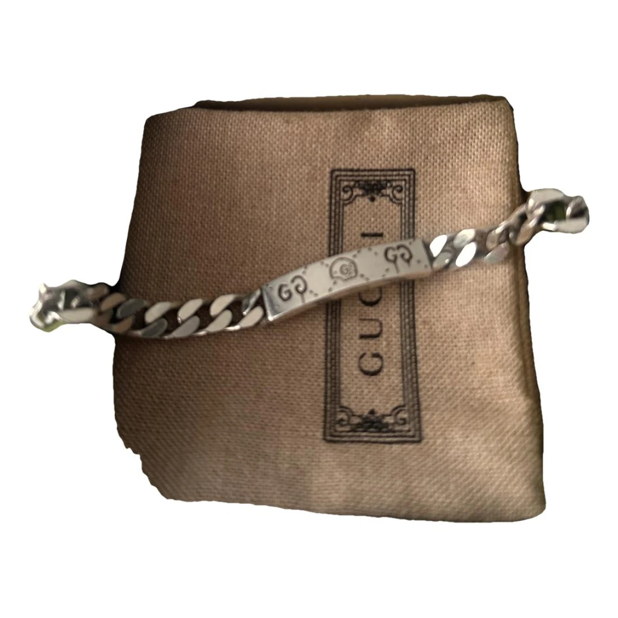 Pre-owned Gucci Gg Running Silver Bracelet