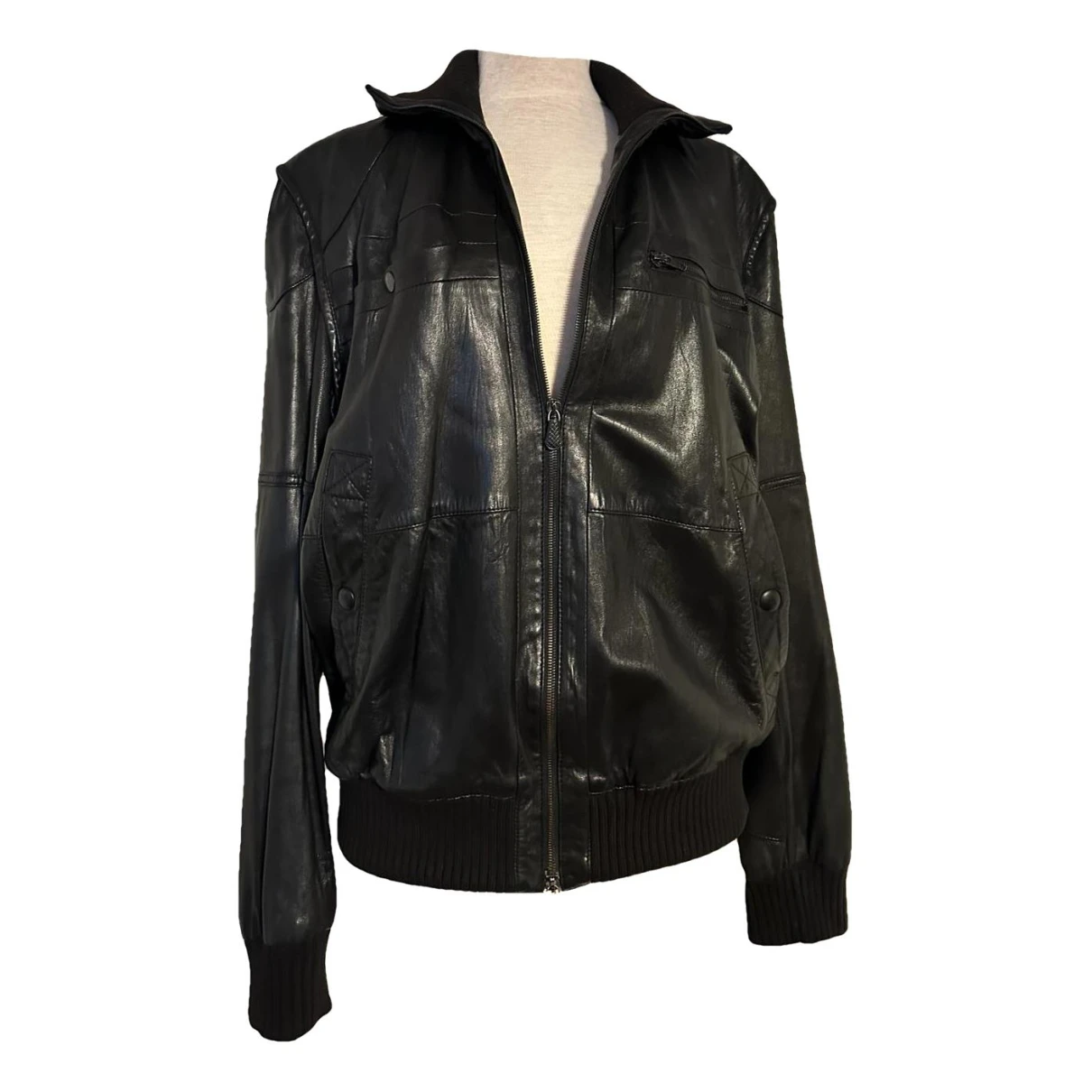 Pre-owned Bottega Veneta Leather Vest In Black