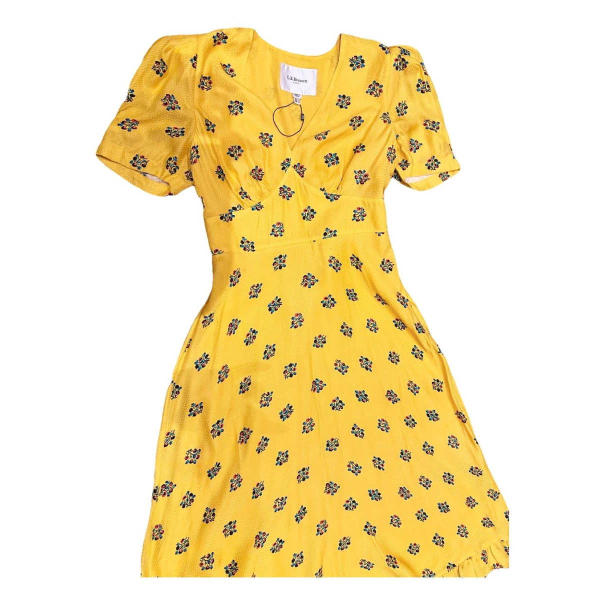 Pre-owned Lk Bennett Silk Mid-length Dress In Yellow