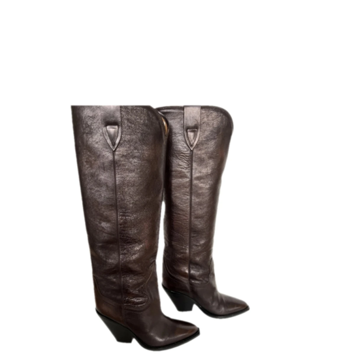 Pre-owned Isabel Marant Lamsy Leather Western Boots In Burgundy