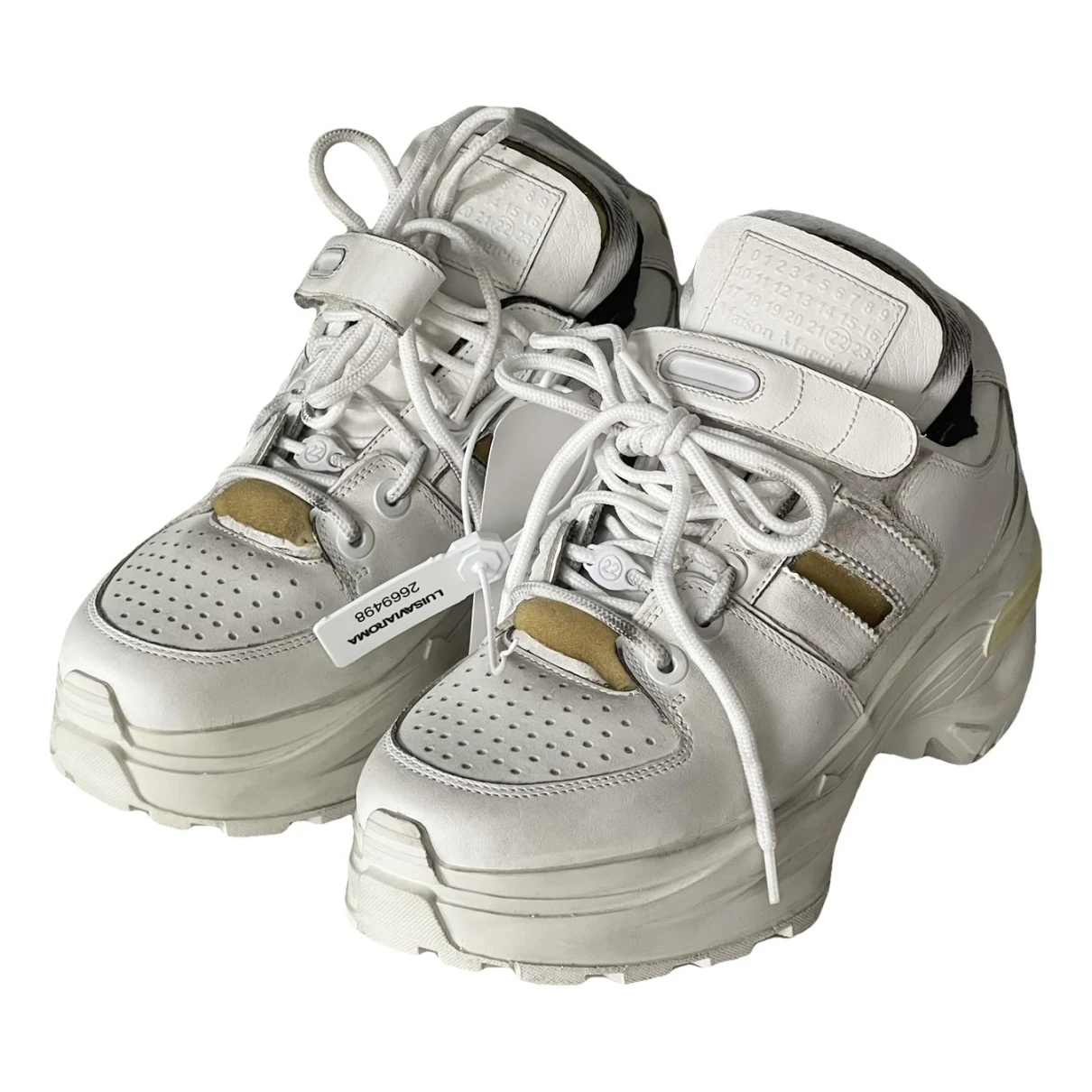 Pre-owned Maison Margiela Fusion Leather Trainers In White