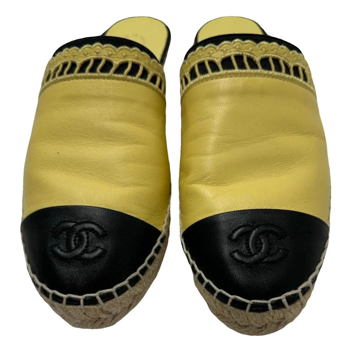 Pre-owned Chanel Leather Espadrilles In Yellow