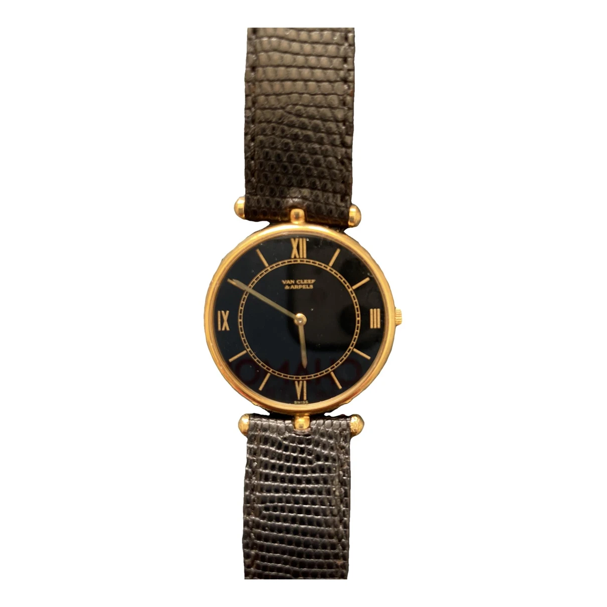 Pre-owned Van Cleef & Arpels Pierre Arpels Yellow Gold Watch In Black
