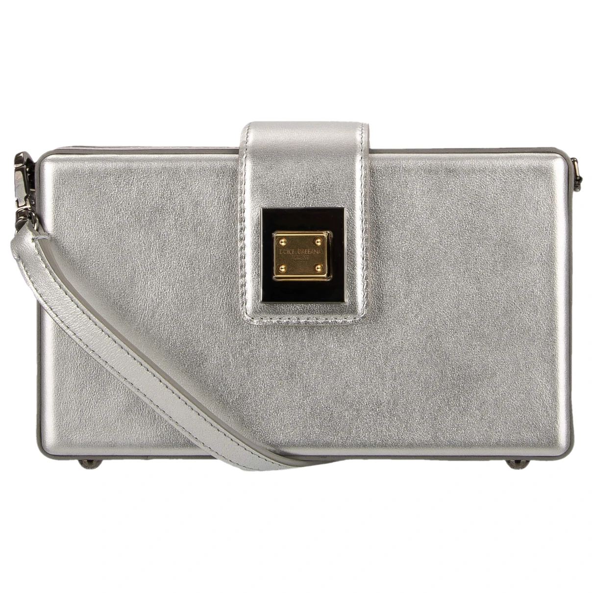 Pre-owned Dolce & Gabbana Leather Clutch Bag In Silver