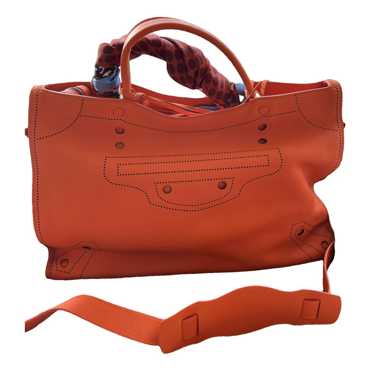 Pre-owned Balenciaga Blackout Leather Crossbody Bag In Orange