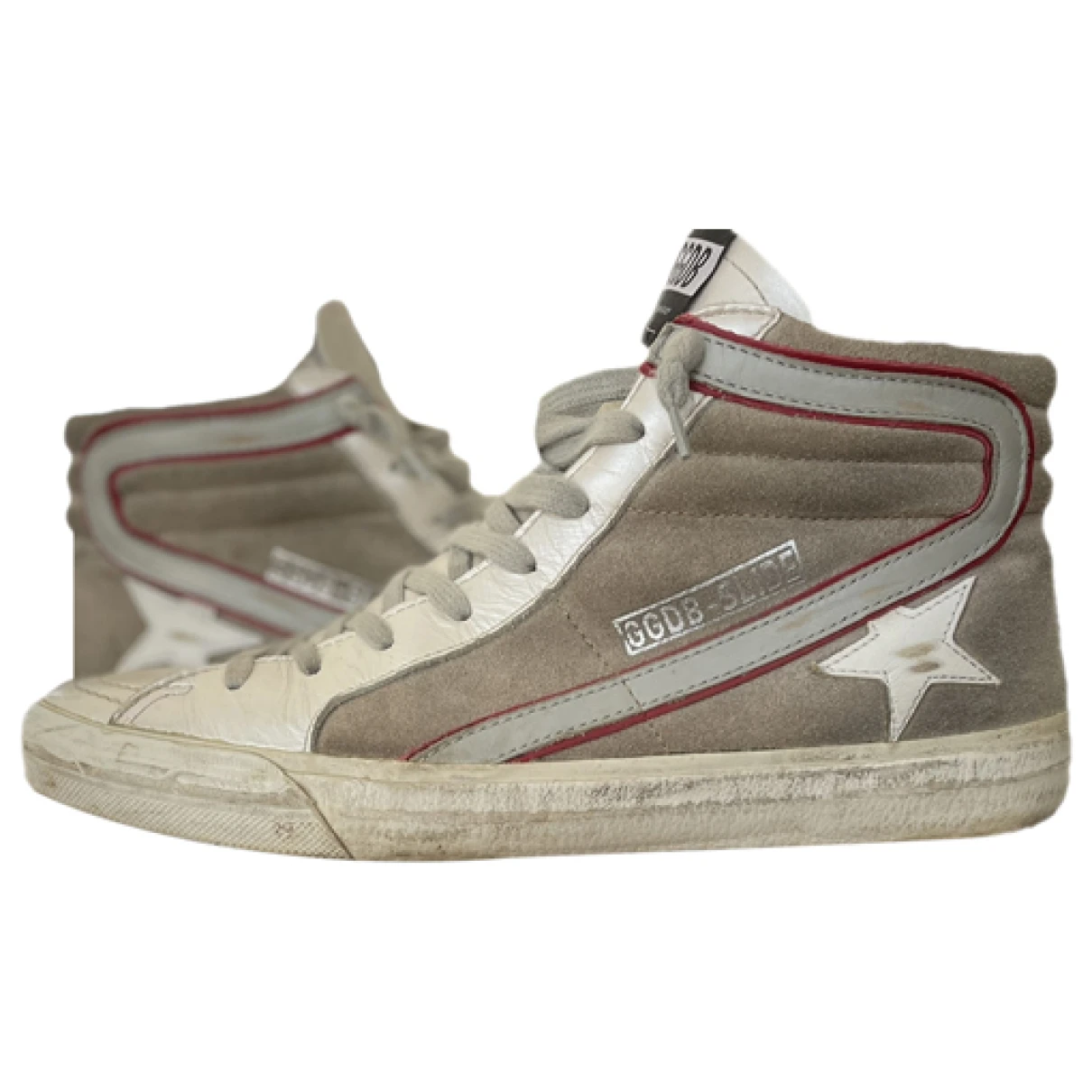 Pre-owned Golden Goose Slide Leather High Trainers In Beige
