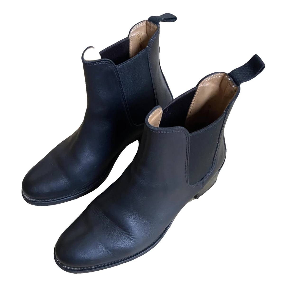 Pre-owned Heschung Leather Ankle Boots In Navy