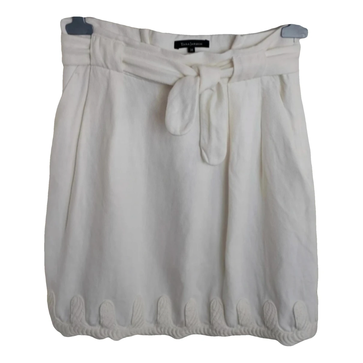 Pre-owned Tara Jarmon Linen Mid-length Skirt In White