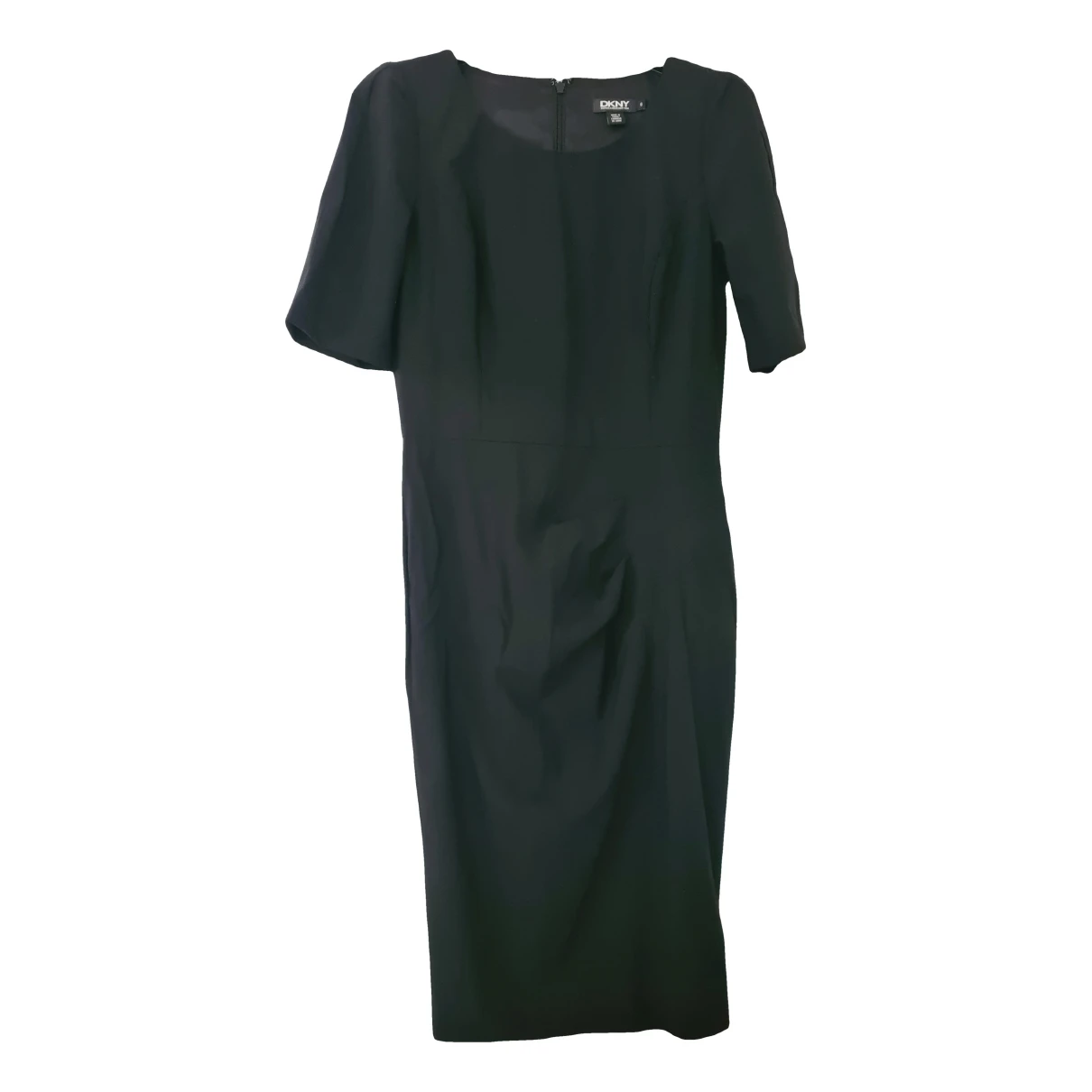 Pre-owned Dkny Wool Mid-length Dress In Black