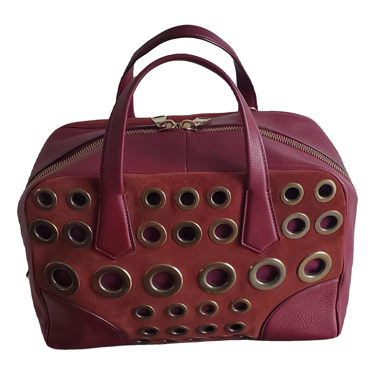 Pre-owned Sonia Rykiel Leather Bowling Bag In Burgundy