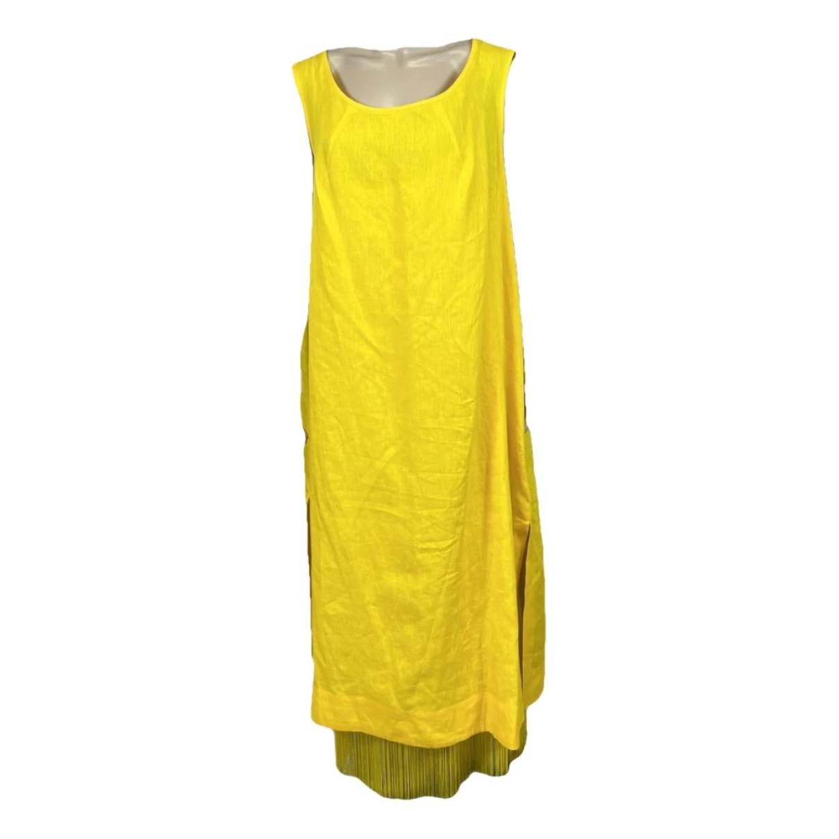 Pre-owned Marina Rinaldi Linen Mid-length Dress In Yellow