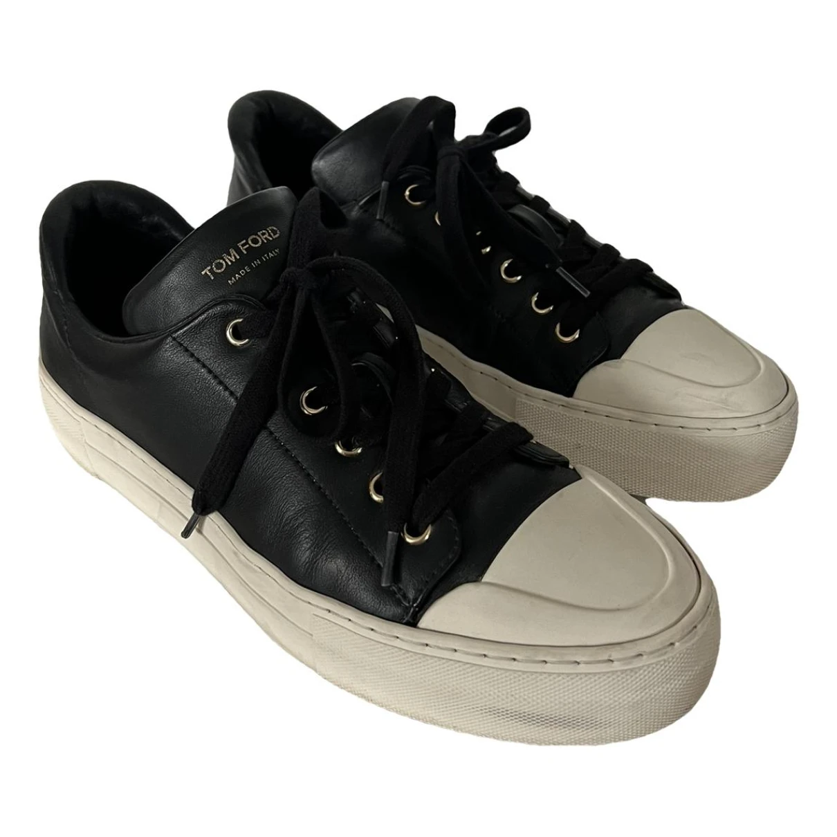 Pre-owned Tom Ford Leather Trainers In Black