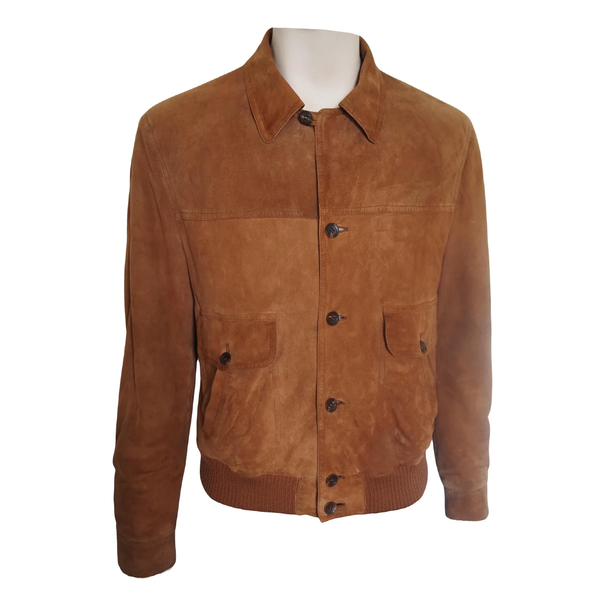 Pre-owned Armani Collezioni Leather Jacket In Beige