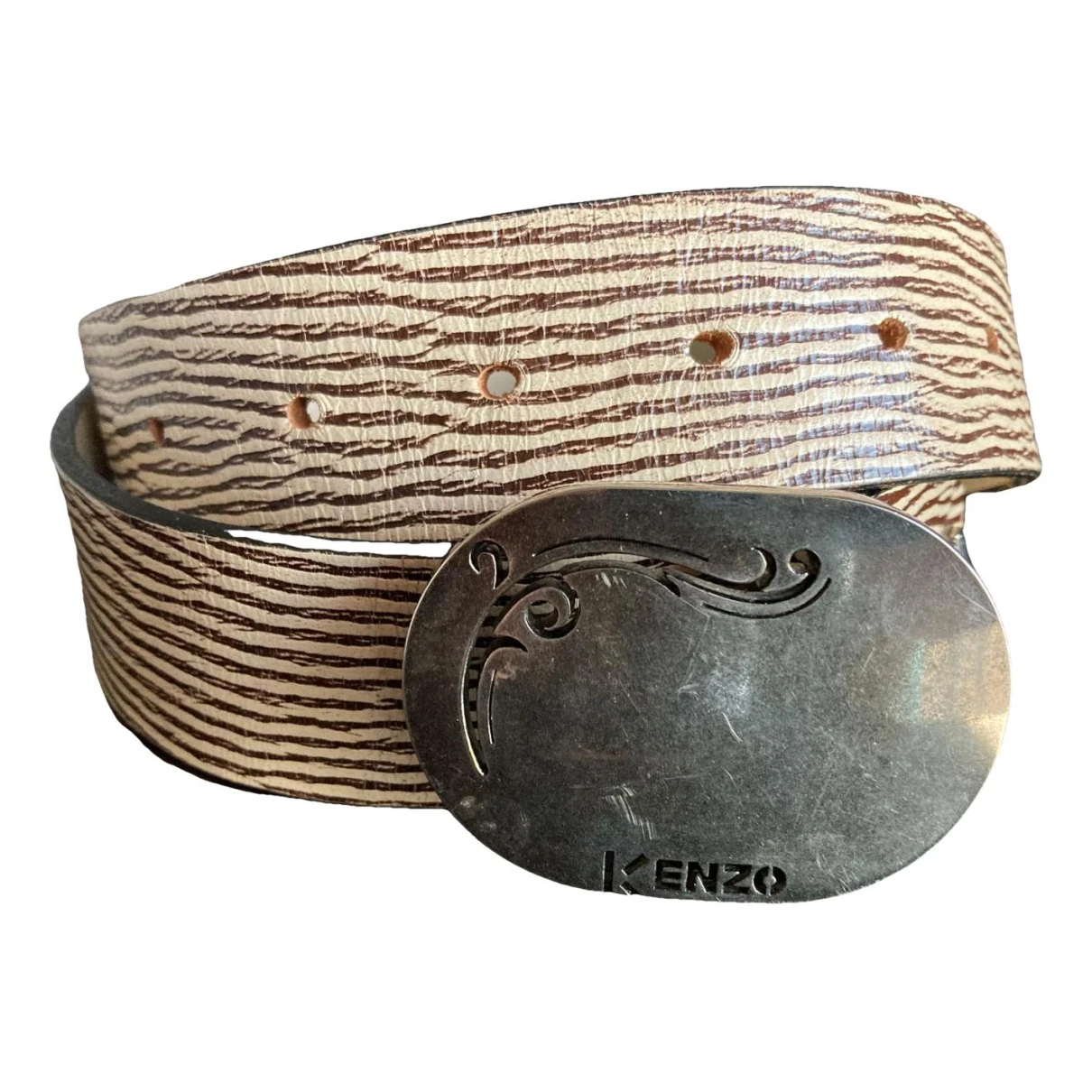 Pre-owned Kenzo Leather Belt In Beige