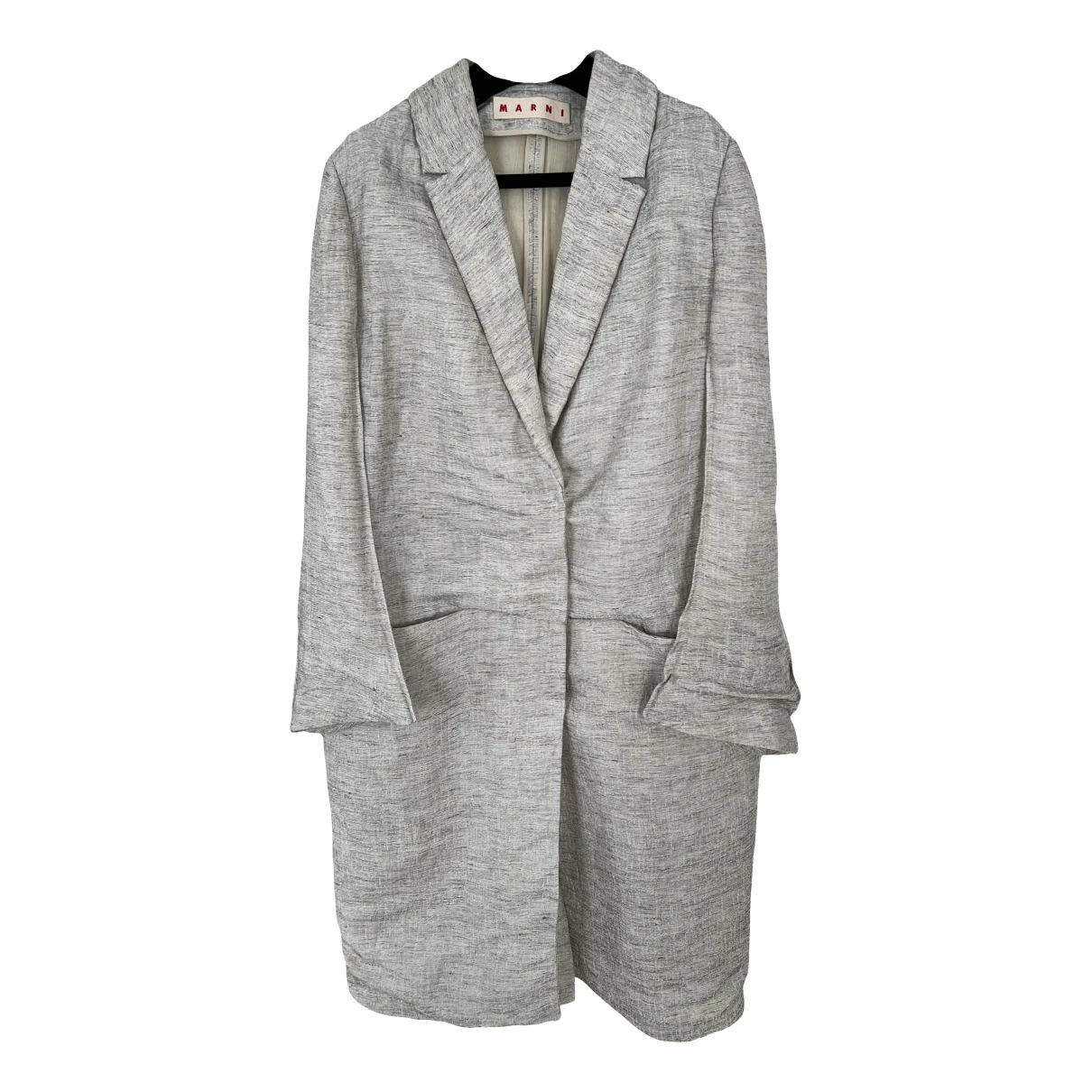Pre-owned Marni Linen Peacoat In Grey