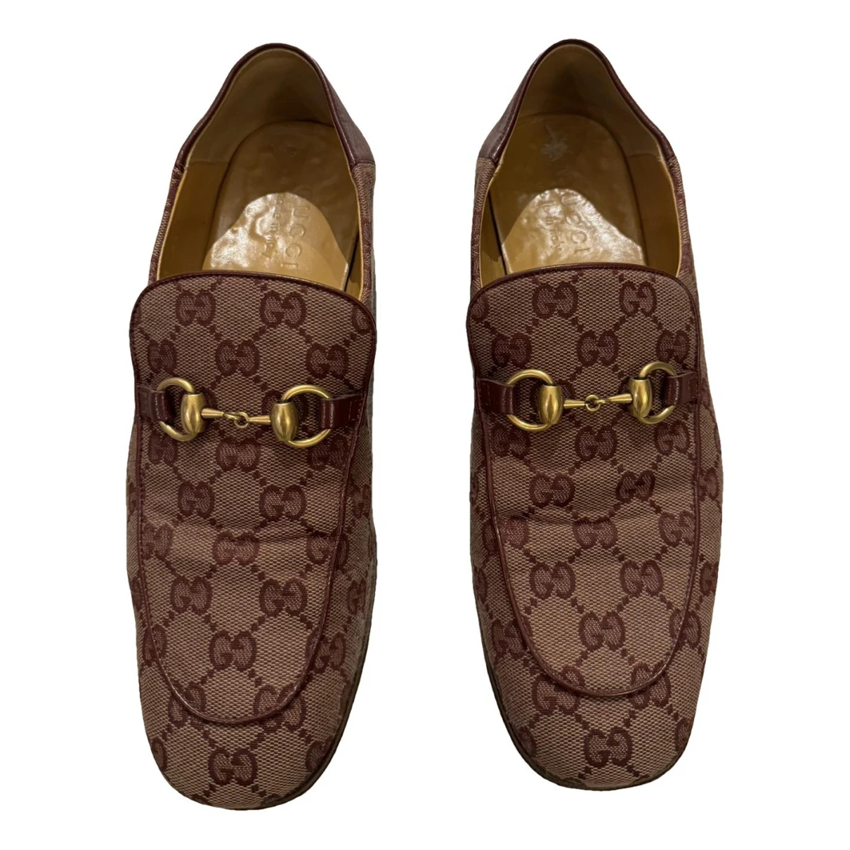 Pre-owned Gucci Brixton Flats In Burgundy