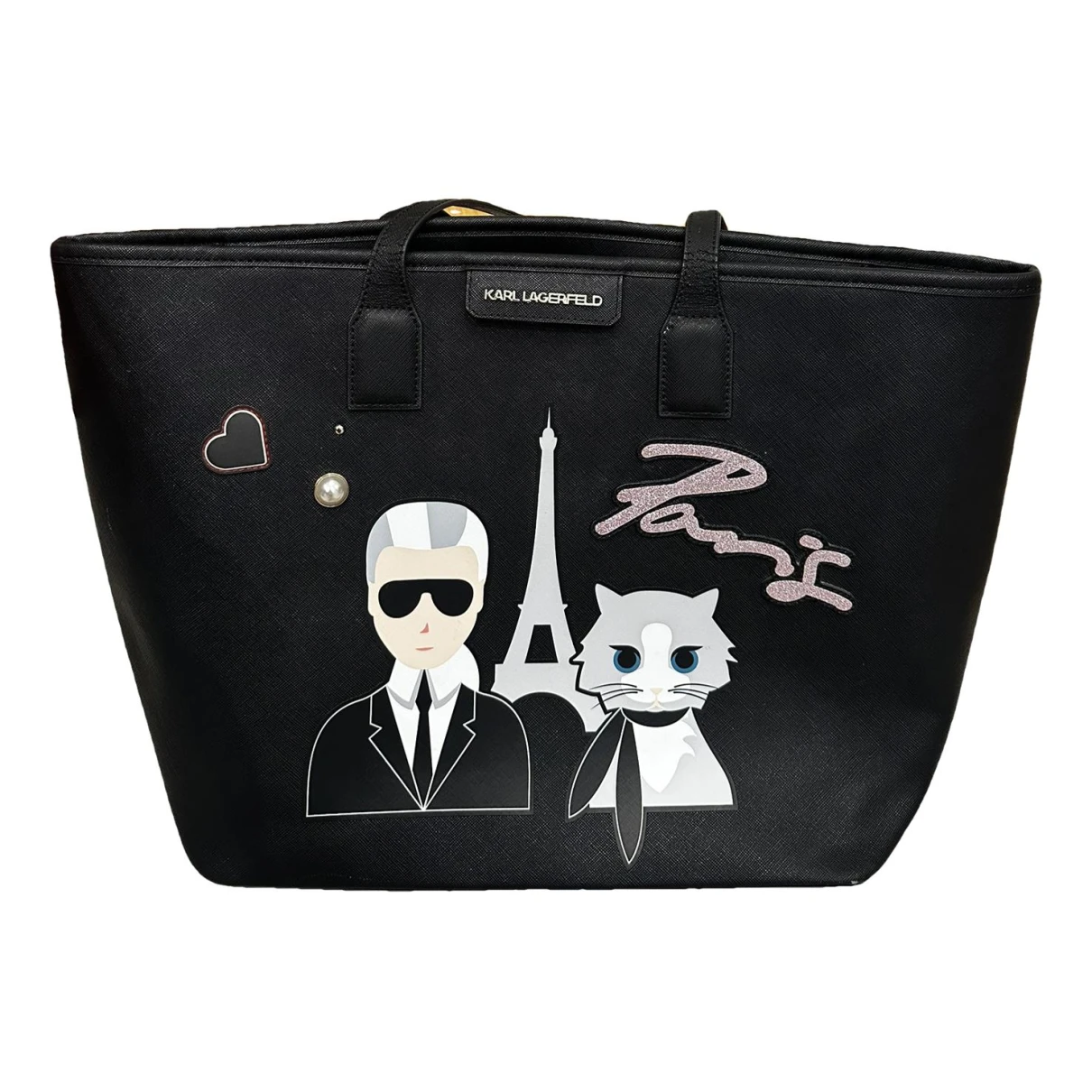 Pre-owned Karl Lagerfeld Patent Leather Tote In Black