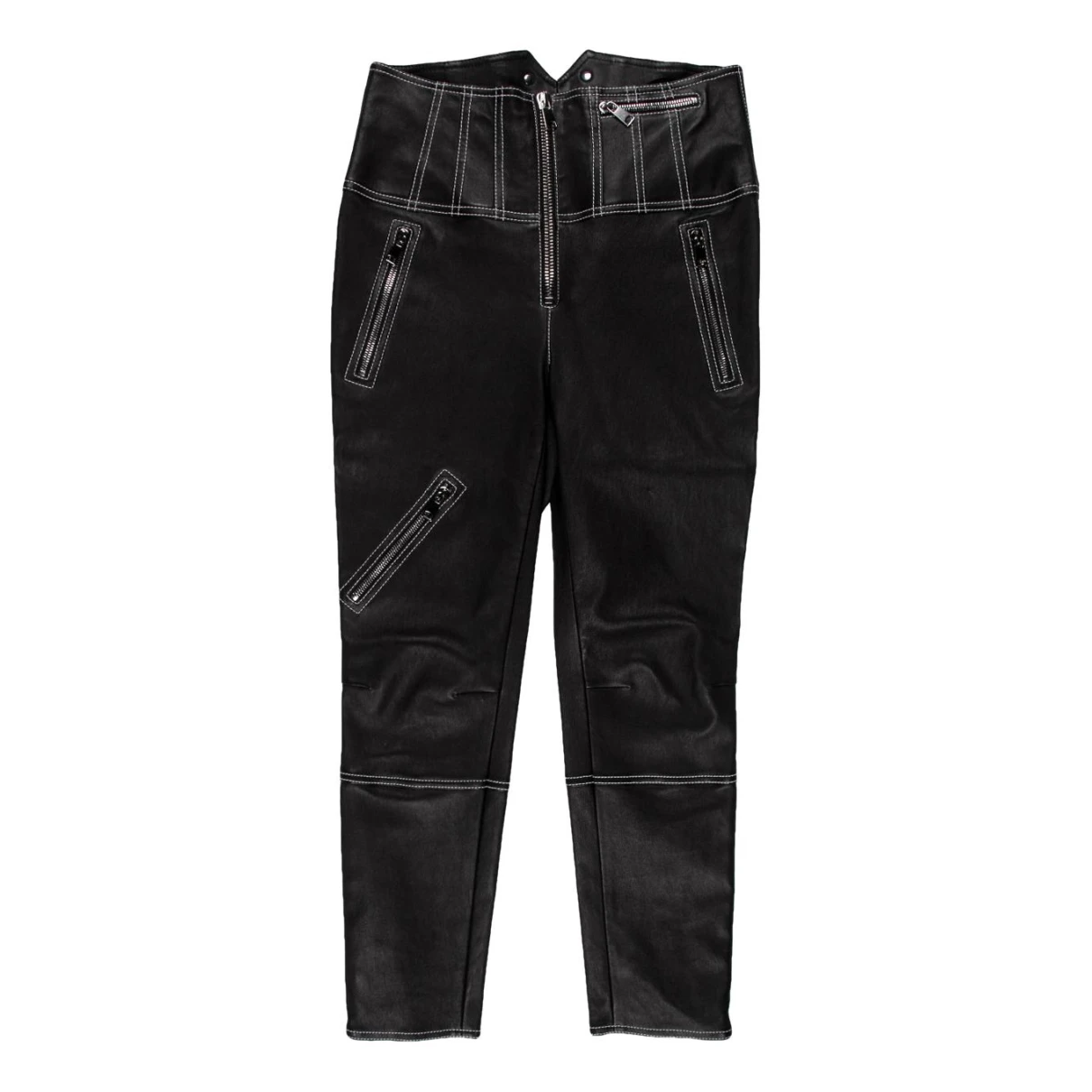 Pre-owned Alexander Mcqueen Leather Slim Pants In Black