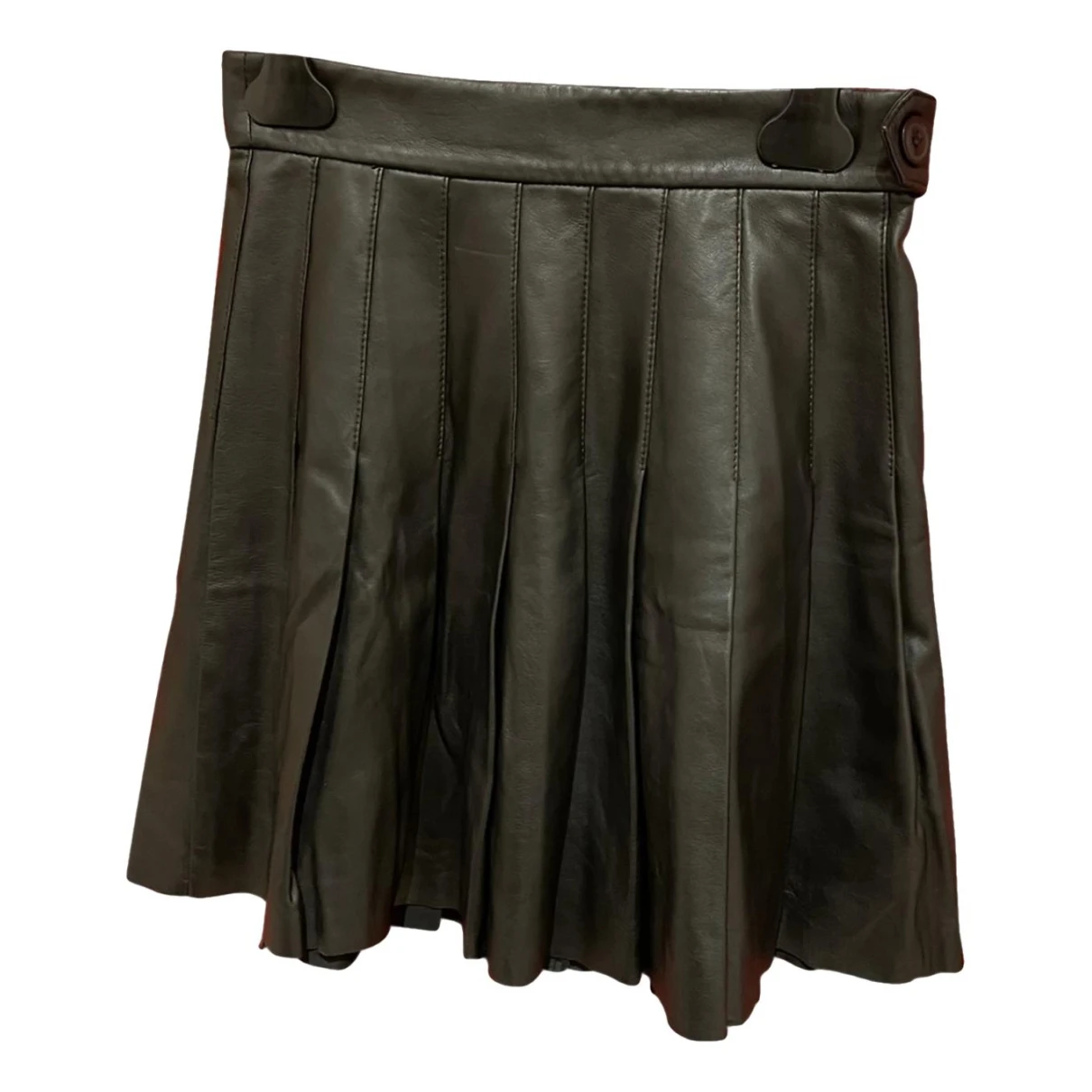 Pre-owned Maje Fall Winter 2019 Leather Mini Skirt In Black