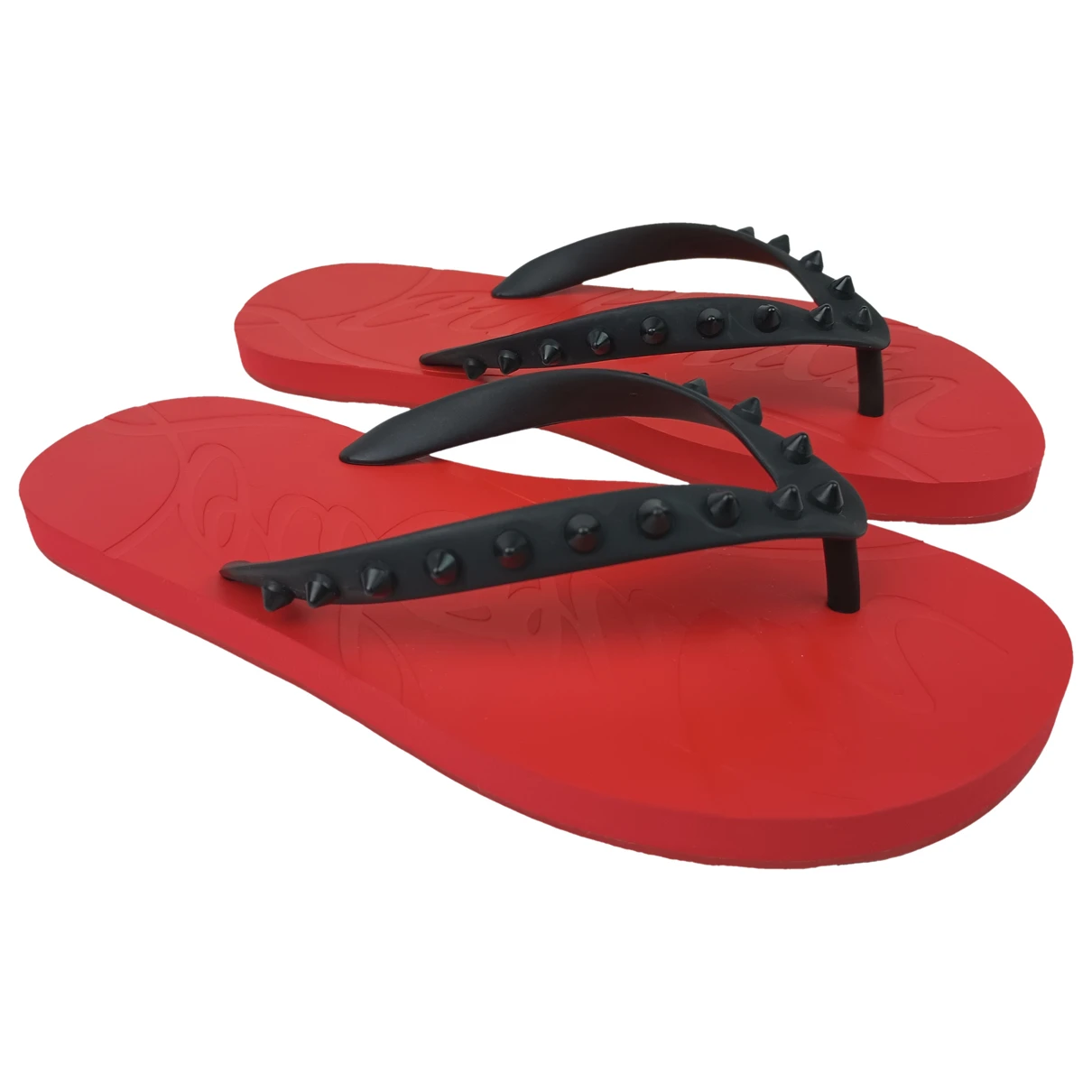 Pre-owned Christian Louboutin Flip Flops In Red