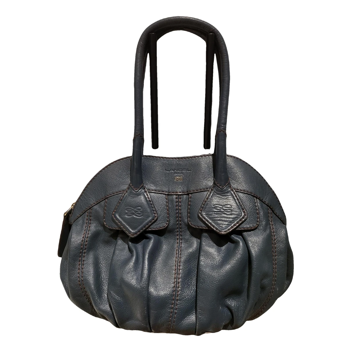 Pre-owned Lancel Gousset Leather Handbag In Blue