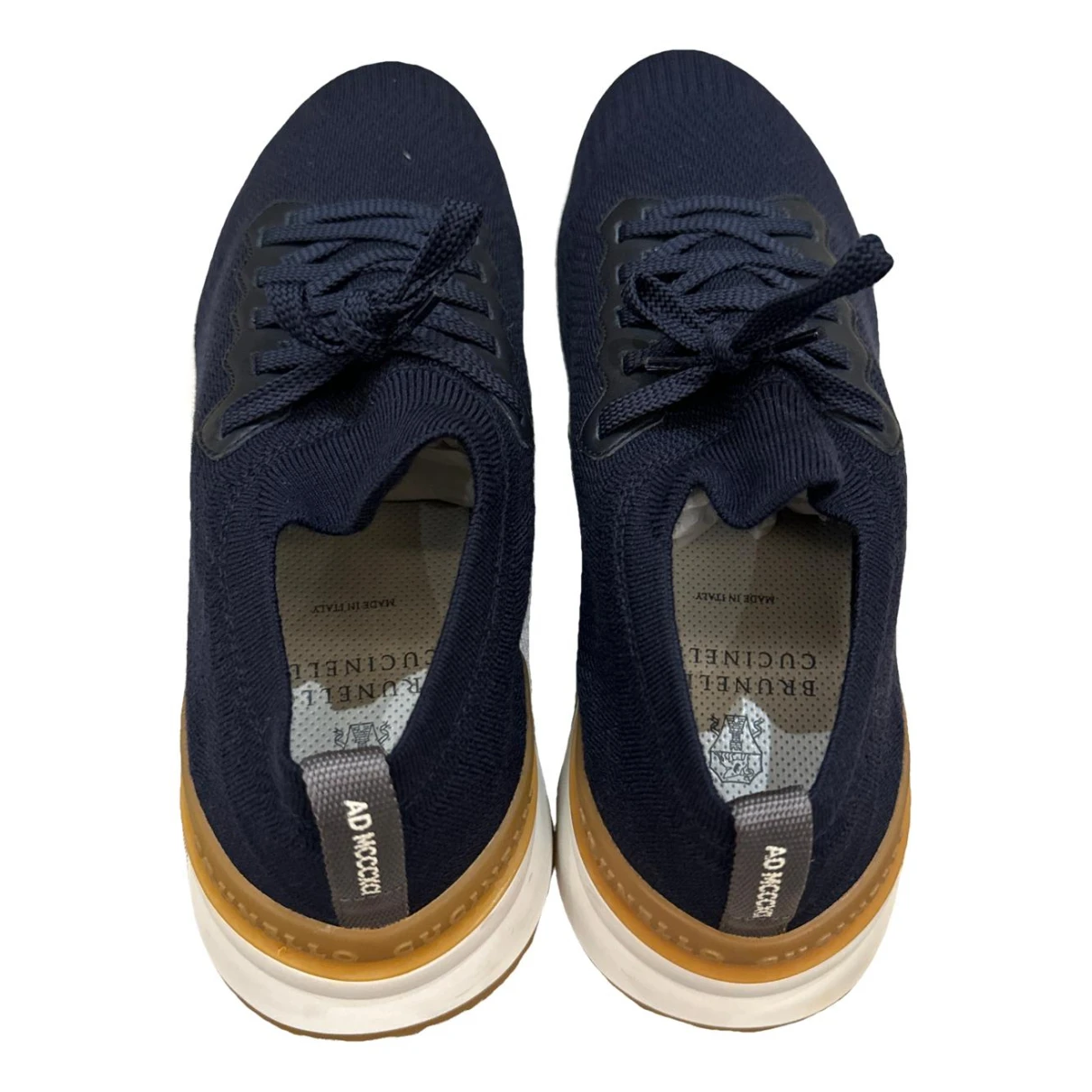 Pre-owned Brunello Cucinelli Cloth High Trainers In Navy