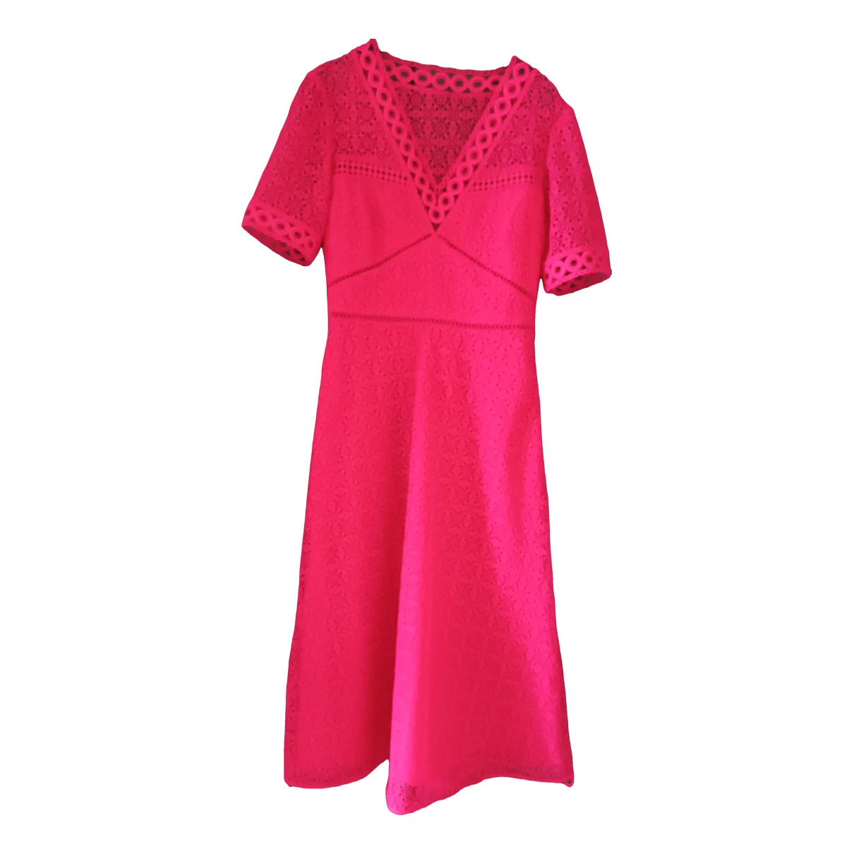 Pre-owned Claudie Pierlot Spring Summer 2020 Lace Mid-length Dress In Pink