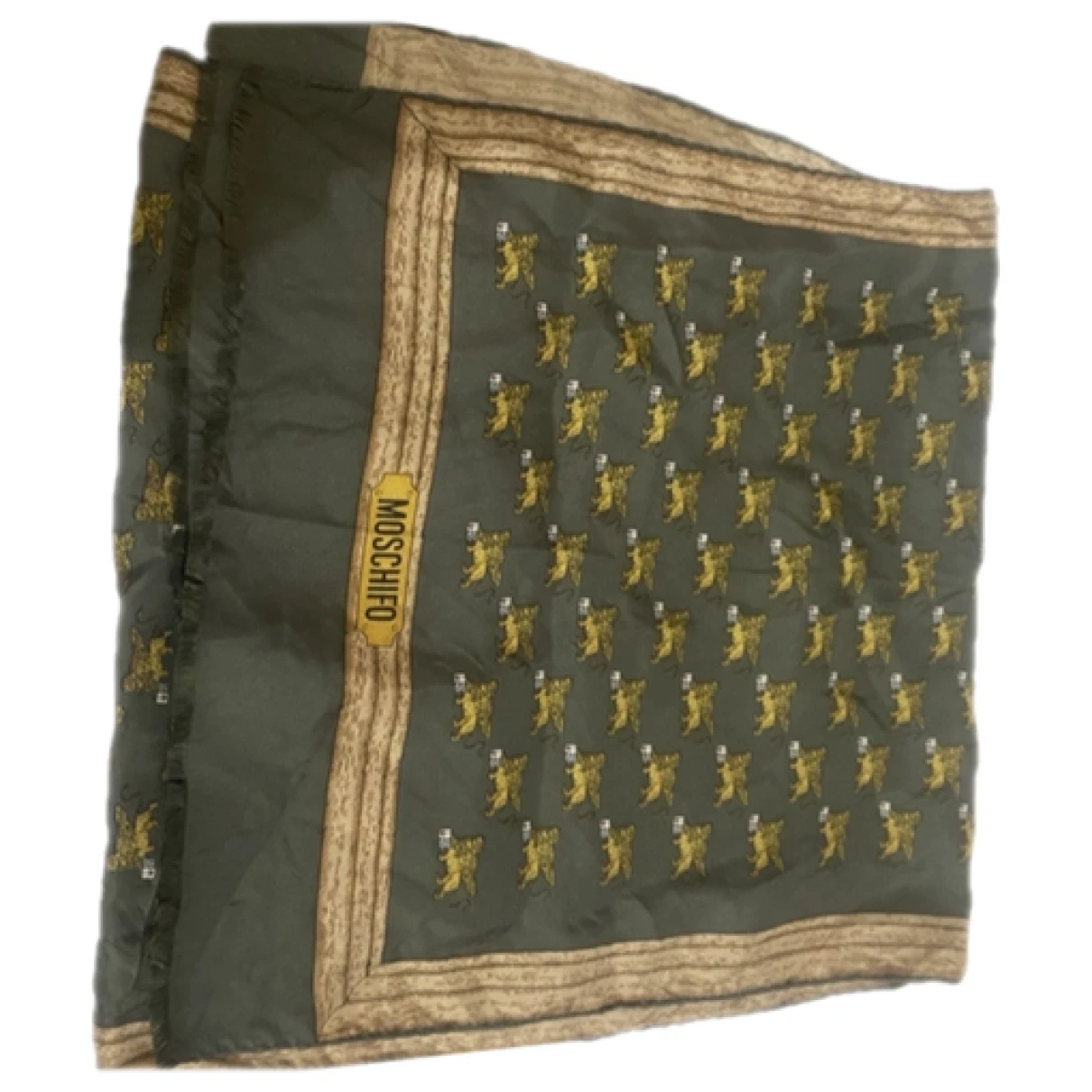 Pre-owned Moschino Silk Scarf & Pocket Square In Khaki