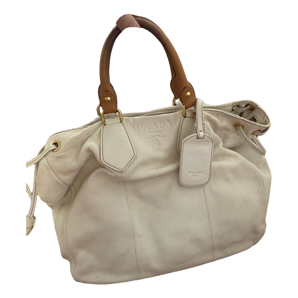 Pre-owned Prada Leather Tote In White
