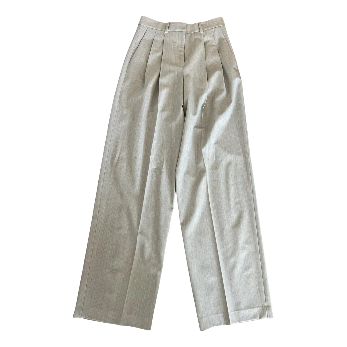 Pre-owned Theory Wool Trousers In Beige