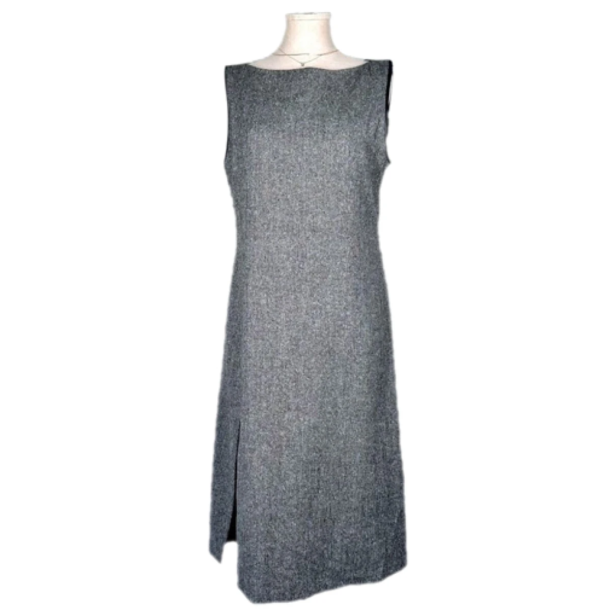 Pre-owned Donna Karan Wool Maxi Dress In Grey