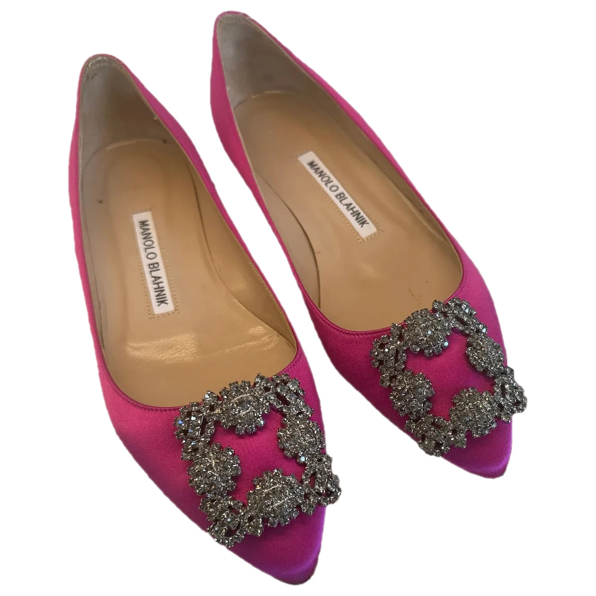 Pre-owned Manolo Blahnik Leather Ballet Flats In Pink