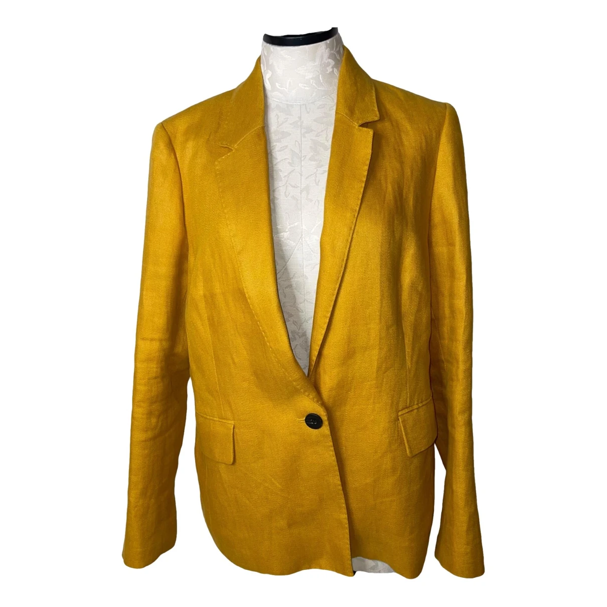 Pre-owned Hobbs Linen Coat In Yellow
