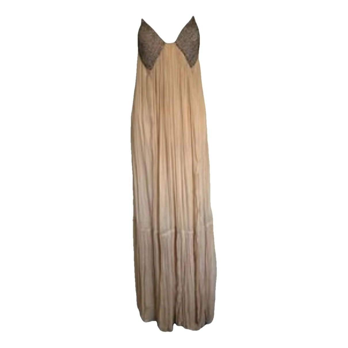 Pre-owned Magali Pascal Silk Maxi Dress In Beige