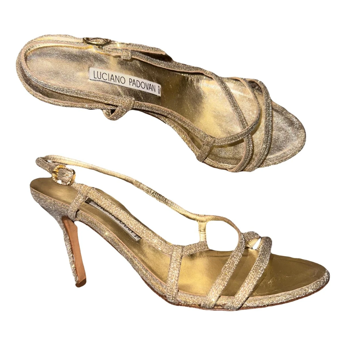Pre-owned Luciano Padovan Glitter Heels In Gold