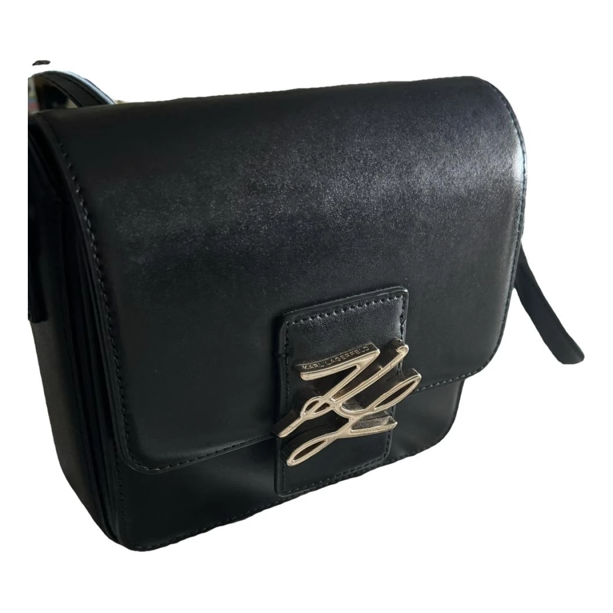 Pre-owned Karl Lagerfeld Leather Handbag In Black