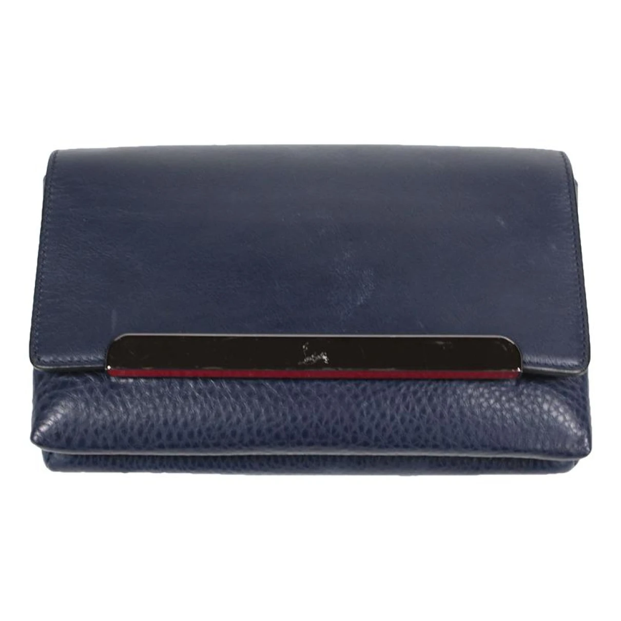 Pre-owned Christian Louboutin Leather Clutch Bag In Navy
