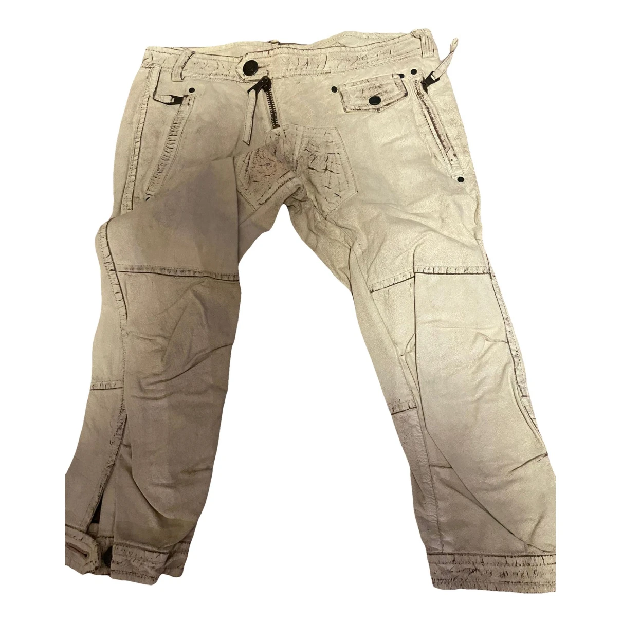 Pre-owned Dsquared2 Leather Trousers In Beige