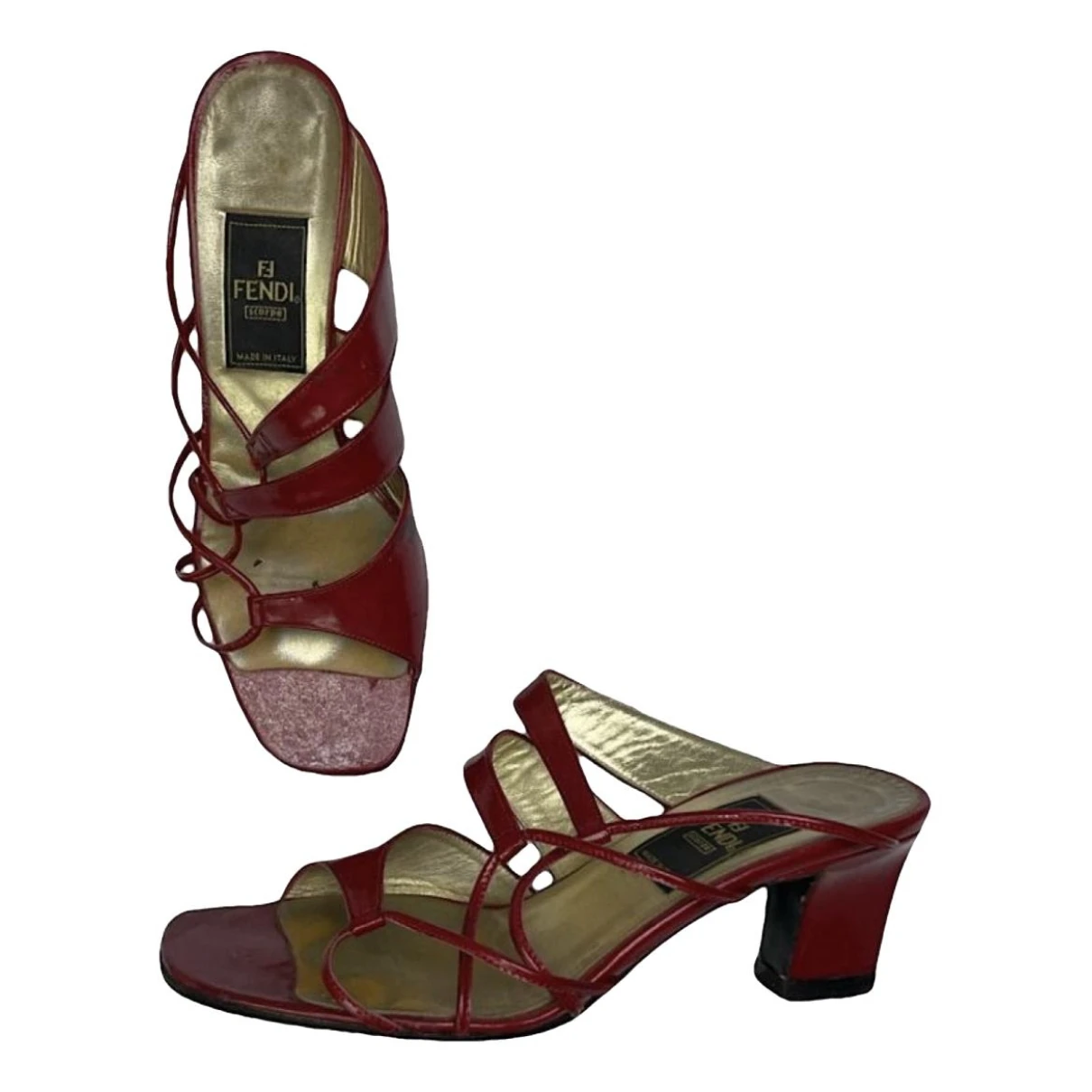 Pre-owned Fendi Ffreedom Patent Leather Heels In Red