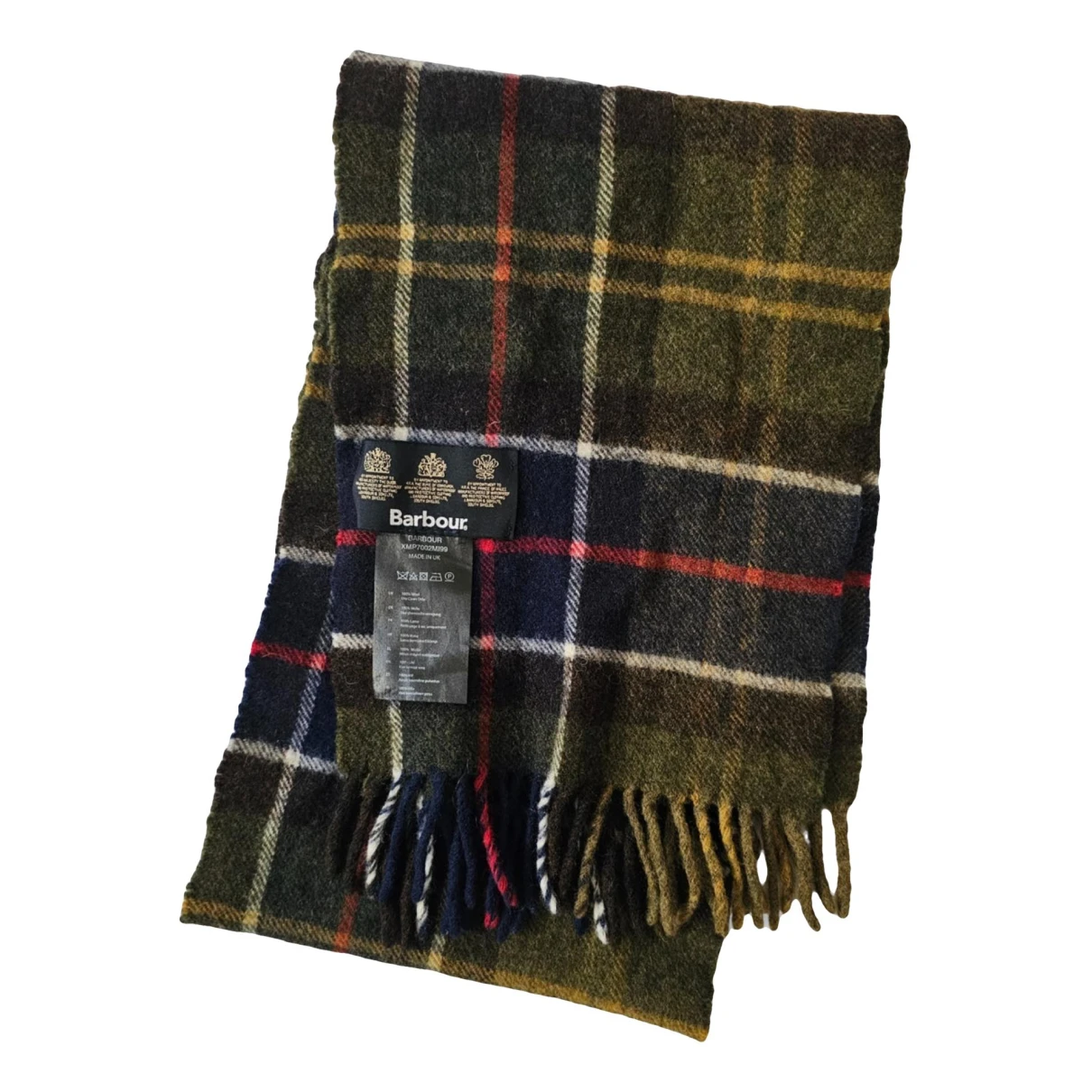 Pre-owned Barbour Wool Scarf & Pocket Square In Green