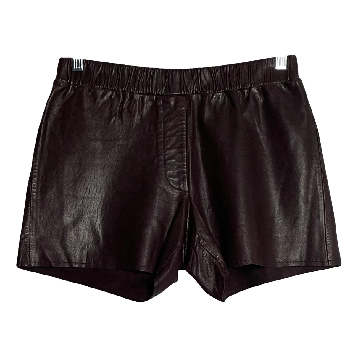Pre-owned The Kooples Leather Shorts In Burgundy
