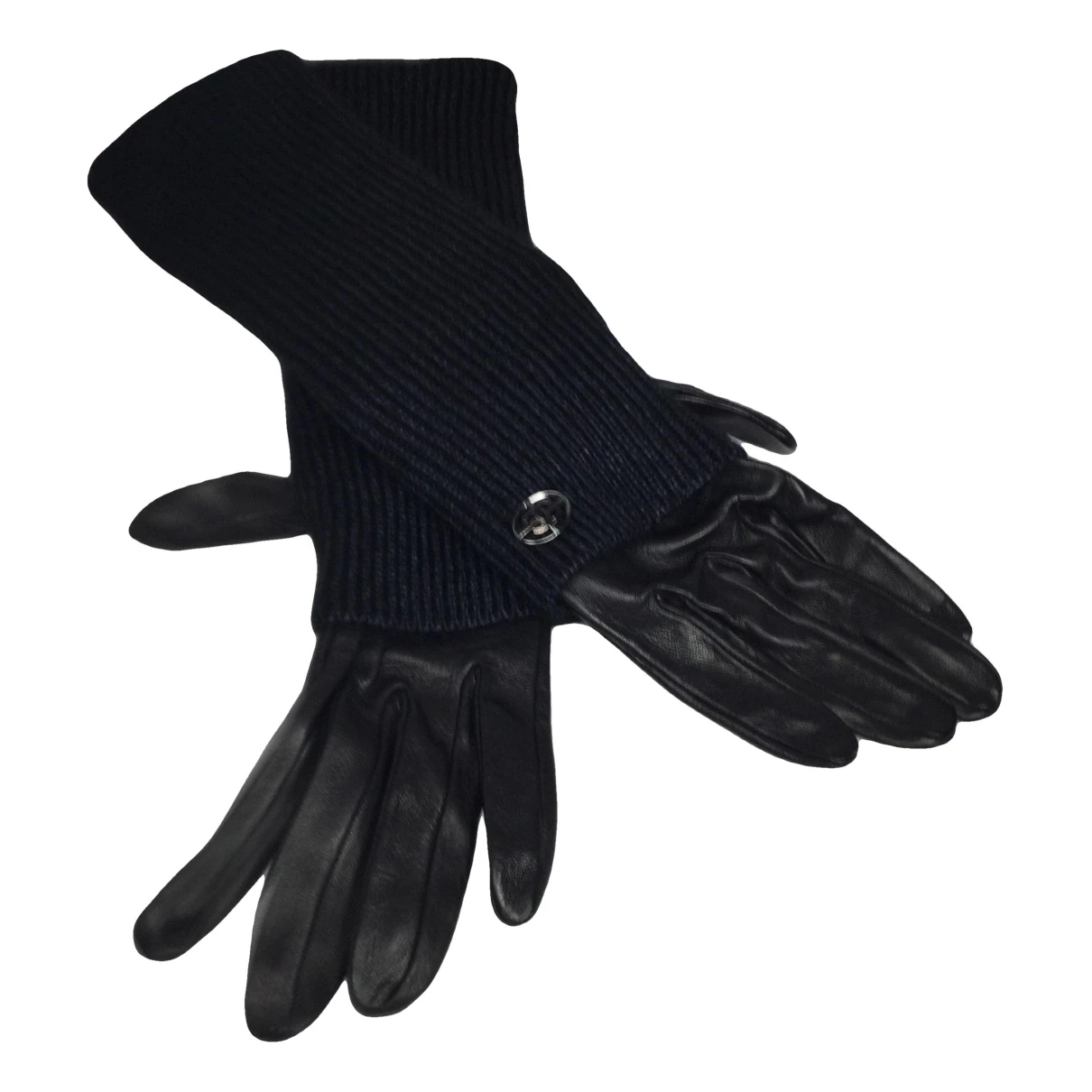 Pre-owned Chanel Leather Long Gloves In Black