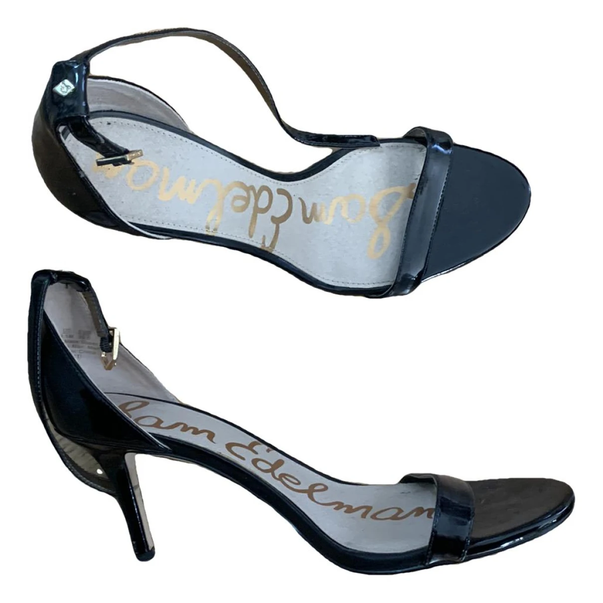 Pre-owned Sam Edelman Patent Leather Sandals In Black