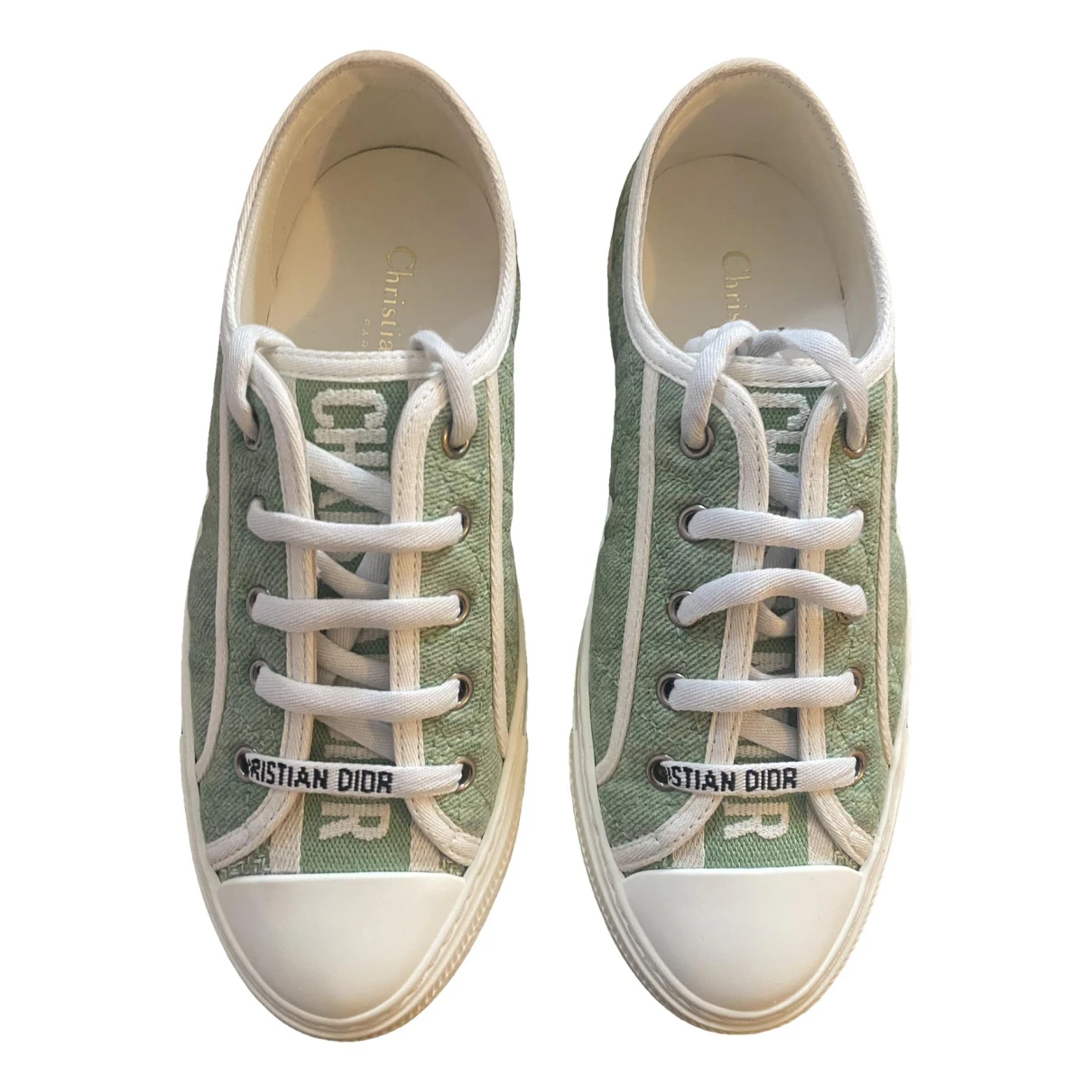Pre-owned Dior Cloth Trainers In Green