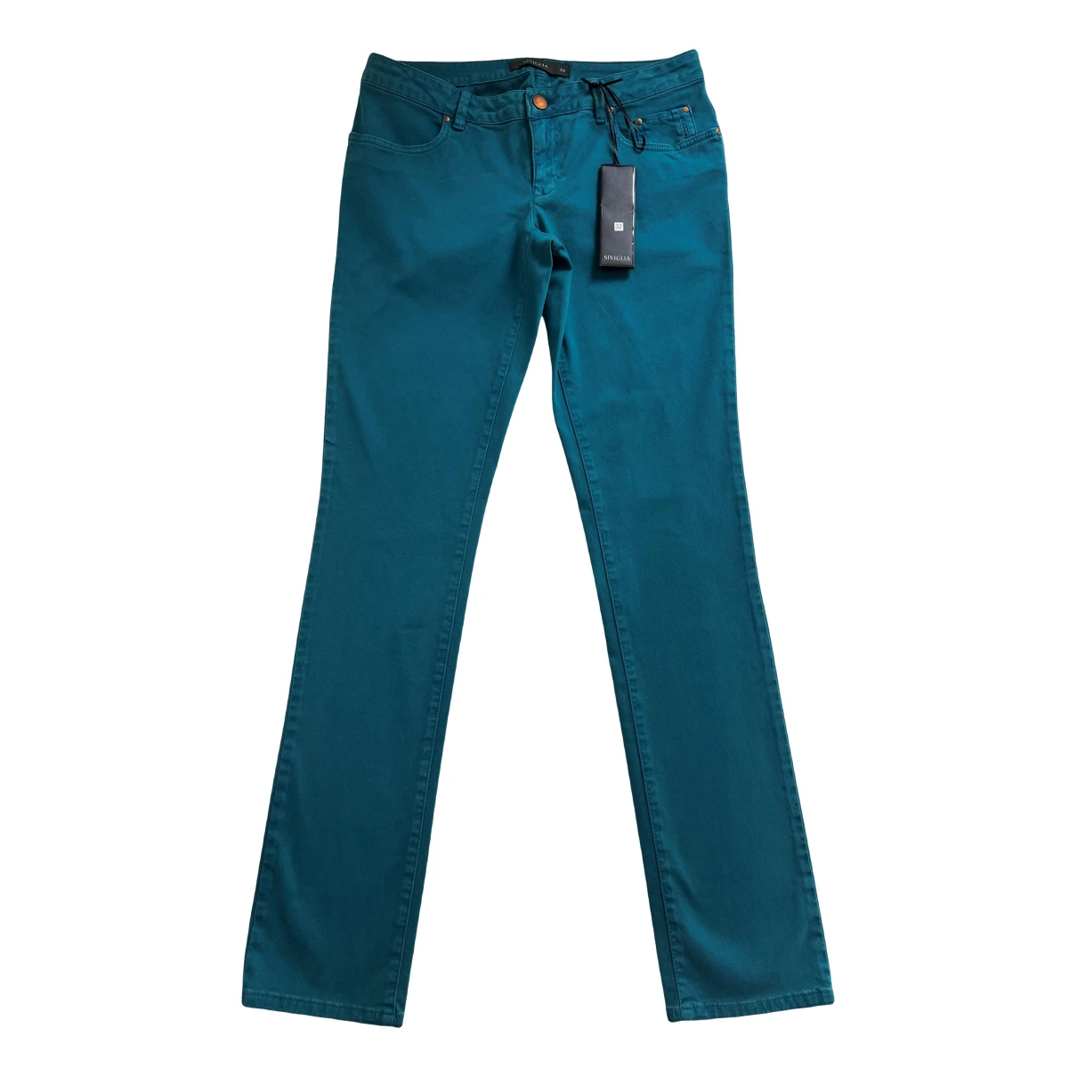 Pre-owned Siviglia Slim Jean In Turquoise