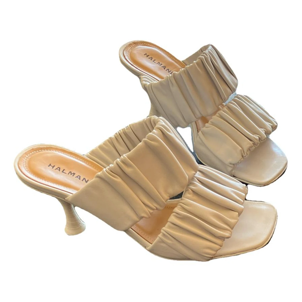 Pre-owned Halmanera Leather Sandals In White