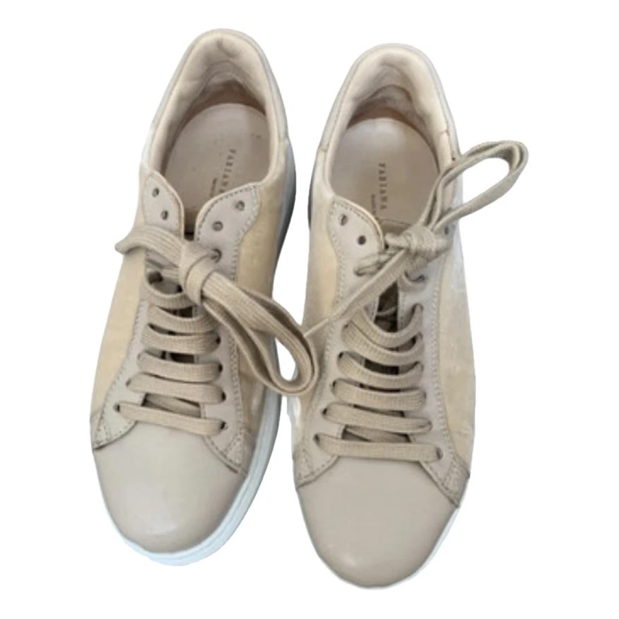 Pre-owned Fabiana Filippi Leather Trainers In Beige