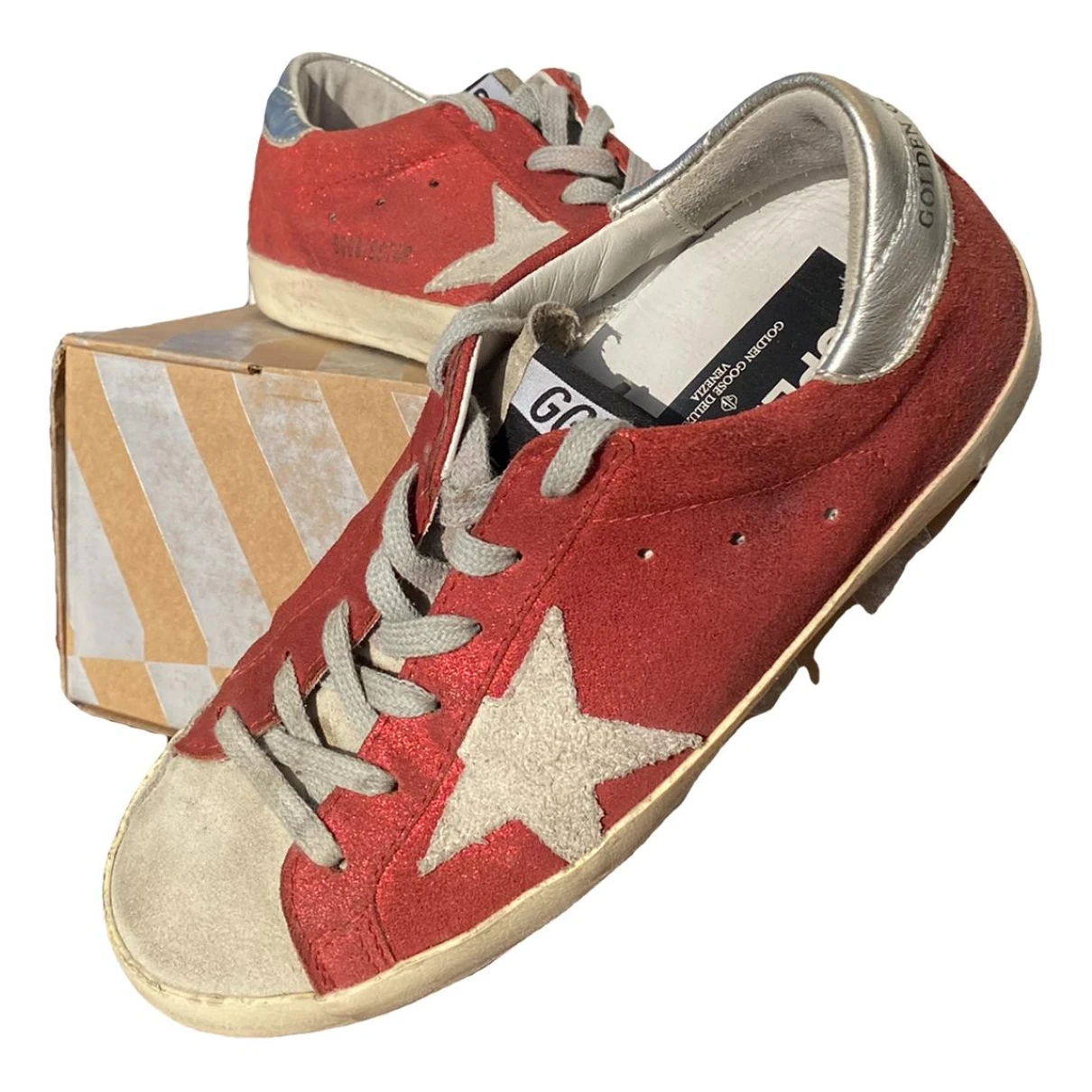 Pre-owned Golden Goose Superstar Leather Trainers In Red